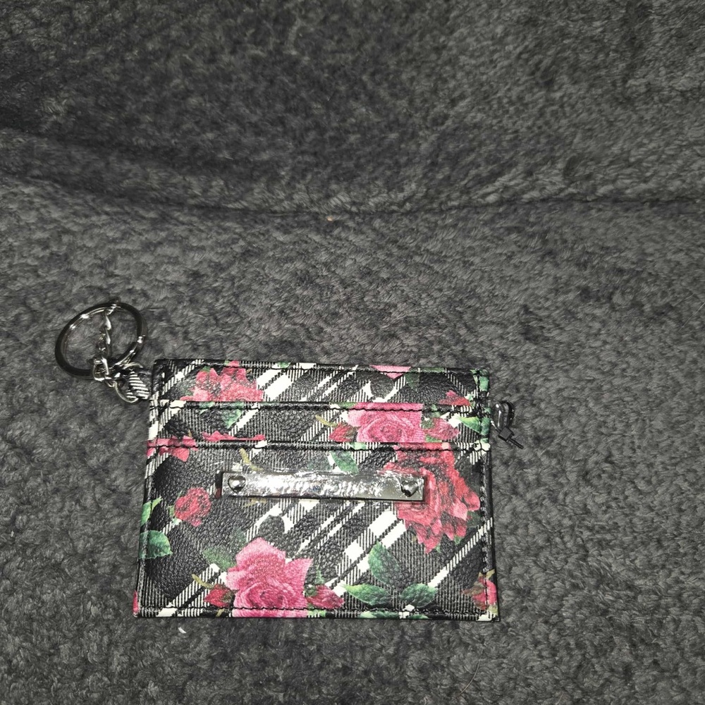 Betsey Johnson Black and Pink Floral Card Holder